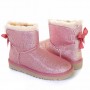 Женские розовые угги мини с лентой UGG Mini Bailey Bow Sparkle Boot Pink